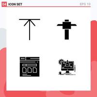 Set of 4 Modern UI Icons Symbols Signs for arrow file miner secure experiment Editable Vector Design Elements