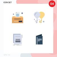 4 Universal Flat Icons Set for Web and Mobile Applications bill malicious balloon fraud menu Editable Vector Design Elements