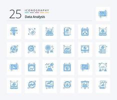 análisis de datos 25 paquete de iconos de color azul que incluye web. página. computadora. gráfico. digital vector