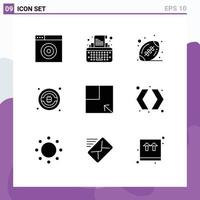 Universal Icon Symbols Group of 9 Modern Solid Glyphs of switch view ball turn btc Editable Vector Design Elements