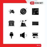 Set of 9 Modern UI Icons Symbols Signs for flag store media shopping ecommerce Editable Vector Design Elements