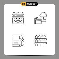 Modern Set of 4 Filledline Flat Colors and symbols such as analytics monitoring policy cloud file farming Editable Vector Design Elements