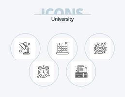 paquete de iconos de línea universitaria 5 diseño de iconos. estudiar. fecha tope. cortar con tijeras. hora. parada vector