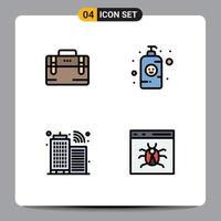 Mobile Interface Filledline Flat Color Set of 4 Pictograms of bag infrastructure motivation lotion app Editable Vector Design Elements