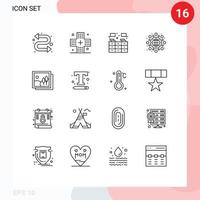 Outline Pack of 16 Universal Symbols of gallery seo package bookcase seo marketing Editable Vector Design Elements