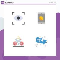 Modern Set of 4 Flat Icons and symbols such as eye biking disabled application activity map Editable Vector Design Elements