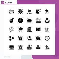 Set of 25 Commercial Solid Glyphs pack for kite game configure fun computing Editable Vector Design Elements