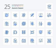 Autumn 25 Blue Color icon pack including fall. cold. autumn fruits. fall. autumn vector