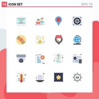 Pack of 16 Modern Flat Colors Signs and Symbols for Web Print Media such as communication team help employee map Editable Pack of Creative Vector Design Elements