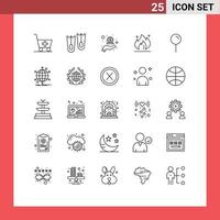 Group of 25 Lines Signs and Symbols for pointer location hand construction industry Editable Vector Design Elements