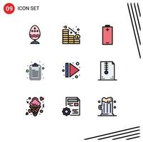 Universal Icon Symbols Group of 9 Modern Filledline Flat Colors of eject note down clipboard energy Editable Vector Design Elements