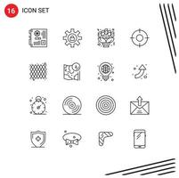 16 iconos creativos, signos y símbolos modernos de ui, soporte esencial, regalo básico, elementos de diseño vectorial editables vector