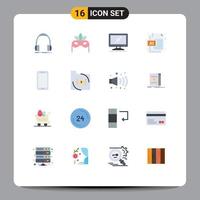 16 Universal Flat Color Signs Symbols of audio monitor monitor mask imac Editable Pack of Creative Vector Design Elements