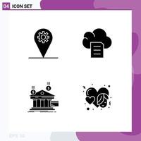 4 User Interface Solid Glyph Pack of modern Signs and Symbols of business banking gear document money Editable Vector Design Elements