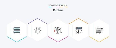 cocina 25 paquete de iconos planos que incluye. utensilio. manual. cocina. mezclador vector