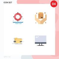4 paquete de iconos planos de interfaz de usuario de signos y símbolos modernos de caja de manos de destornillador de salvavidas elementos técnicos de diseño vectorial editables vector