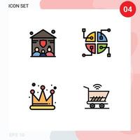 Mobile Interface Filledline Flat Color Set of 4 Pictograms of family trolly construction crown wifi Editable Vector Design Elements