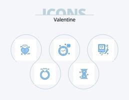 paquete de iconos azul de san valentín 5 diseño de iconos. galería boda. esperando. amar. boda vector