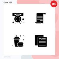 4 Universal Solid Glyphs Set for Web and Mobile Applications commerce fast web greece education Editable Vector Design Elements