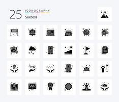 Sucess 25 Solid Glyph icon pack including schedule. date. shield. checked. up to date vector