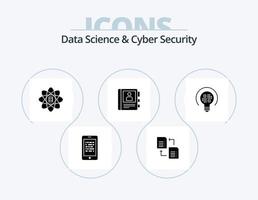 paquete de iconos de glifo de seguridad cibernética y ciencia de datos 5 diseño de iconos. datos. diario. ciencia libro. dólar vector