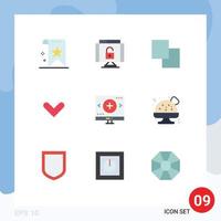 Group of 9 Flat Colors Signs and Symbols for find down security direction arrow Editable Vector Design Elements