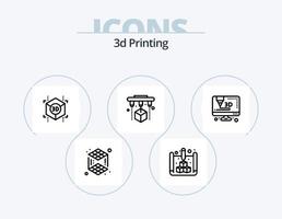 Diseño de iconos del paquete de iconos de línea de impresión 3d 5. . . modelado. impresión. d vector