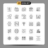 Line Pack of 25 Universal Symbols of st gold cash coin money Editable Vector Design Elements