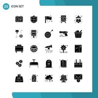 conjunto de 25 iconos de interfaz de usuario modernos símbolos signos para amor corona bandera proceso lienzo elementos de diseño vectorial editables vector