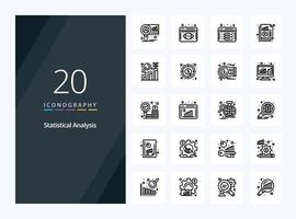 20 Statistical Analysis Outline icon for presentation vector