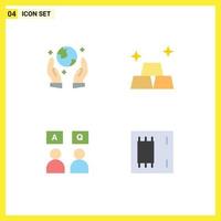 Group of 4 Flat Icons Signs and Symbols for earth saving qa finance answers devices Editable Vector Design Elements