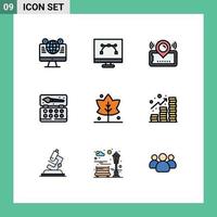 Set of 9 Modern UI Icons Symbols Signs for paint art graphic design cinema location Editable Vector Design Elements