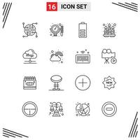 Set of 16 Vector Outlines on Grid for cloud tray electric spa candles Editable Vector Design Elements