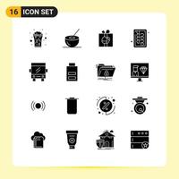 Universal Icon Symbols Group of 16 Modern Solid Glyphs of tool board drink chopping birthday Editable Vector Design Elements