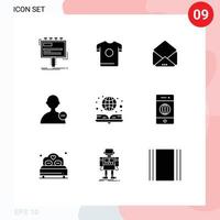 Set of 9 Modern UI Icons Symbols Signs for globe book spring user basic Editable Vector Design Elements