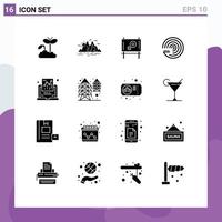 Set of 16 Modern UI Icons Symbols Signs for document scince water forecasting model forecasting Editable Vector Design Elements