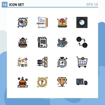 16 líneas rellenas de color plano universales para aplicaciones web y móviles bolsa de luz de guión empotrada elementos de diseño de vectores creativos editables interiores