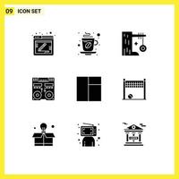 Pack of 9 creative Solid Glyphs of mixer console hot cd swing Editable Vector Design Elements