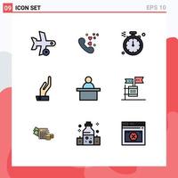 Set of 9 Modern UI Icons Symbols Signs for teacher podium wedding share alms Editable Vector Design Elements