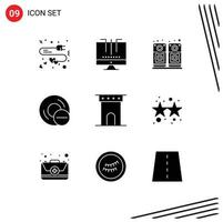 Group of 9 Solid Glyphs Signs and Symbols for arch gadget search disc computers Editable Vector Design Elements