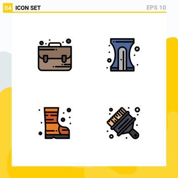 4 Filledline Flat Color concept for Websites Mobile and Apps bag safety back to school sharpener arts Editable Vector Design Elements