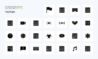 25 Youtube Solid Glyph icon pack vector