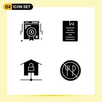 4 Universal Solid Glyph Signs Symbols of badge devices web quality education kit Editable Vector Design Elements