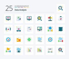 Data Analysis 25 Flat Color icon pack including indicator. search. timeline. money. setting vector