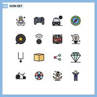 paquete de iconos de vector de stock de 16 signos y símbolos de línea para vehículos de ubicación de joystick de mapa favoritos elementos de diseño de vector creativo editable