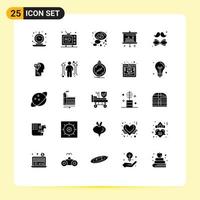 Universal Icon Symbols Group of 25 Modern Solid Glyphs of bow projector multimedia bar love Editable Vector Design Elements