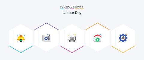 Labour Day 25 Flat icon pack including wrench. repair. paper. household. mixer vector