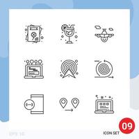 Outline Pack of 9 Universal Symbols of map target transport arrow login Editable Vector Design Elements