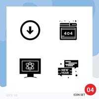 4 Thematic Vector Solid Glyphs and Editable Symbols of arrow monitor user interface error space Editable Vector Design Elements