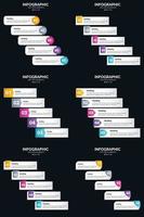 plantilla de diapositiva de presentación del paquete de infografías vectoriales 6 diagramas de ciclo de 5 pasos y líneas de tiempo vector